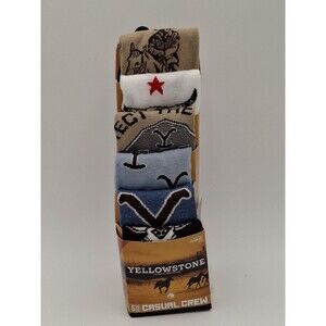 Yellowstone Crew Socks Bioworld 6 Pk Sz 8-12